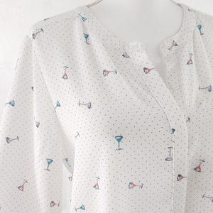 NYDJ Pink and White Button Down Shirt with Mandarin Collar